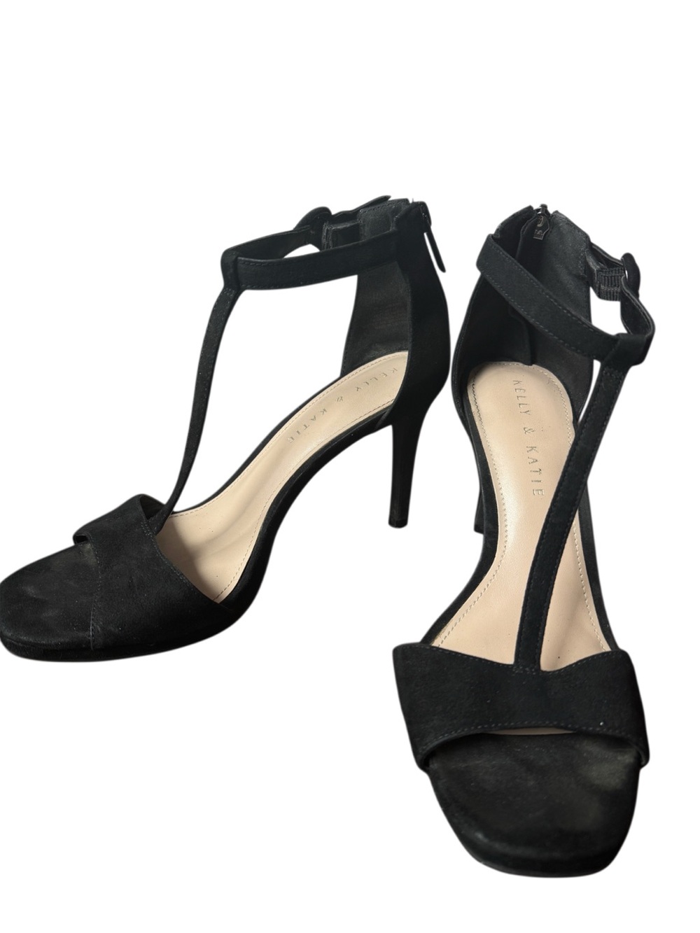 Kelly & Katie Black T-Strap Stiletto Heels | Size 8.5